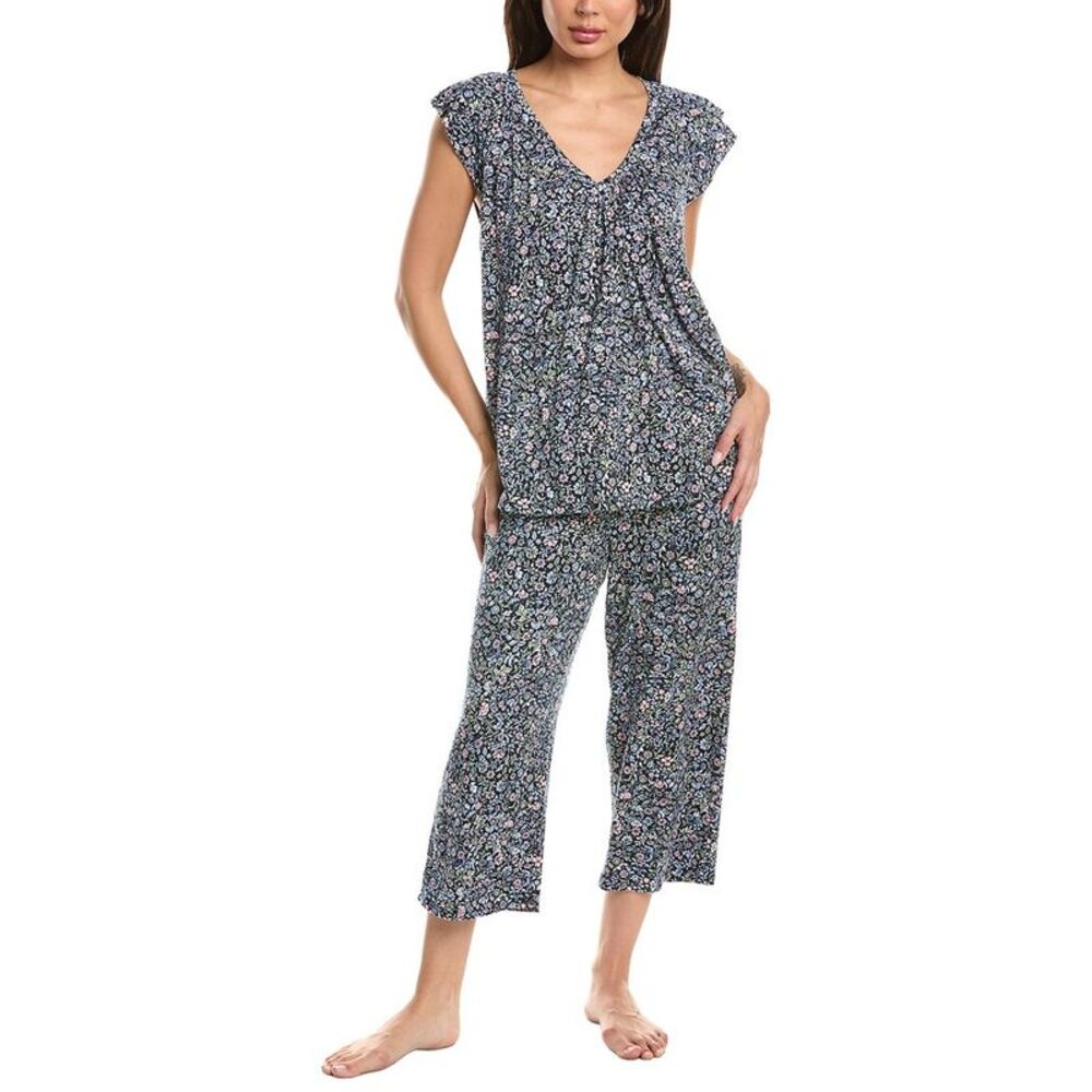 Ellen Tracy Womens  2Pc Cropped Pajama Set, Blue